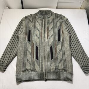 Stacy Adam’s Men’s XL Full Zip Sweater Acrylic Windbreaker Lined Retro Beige